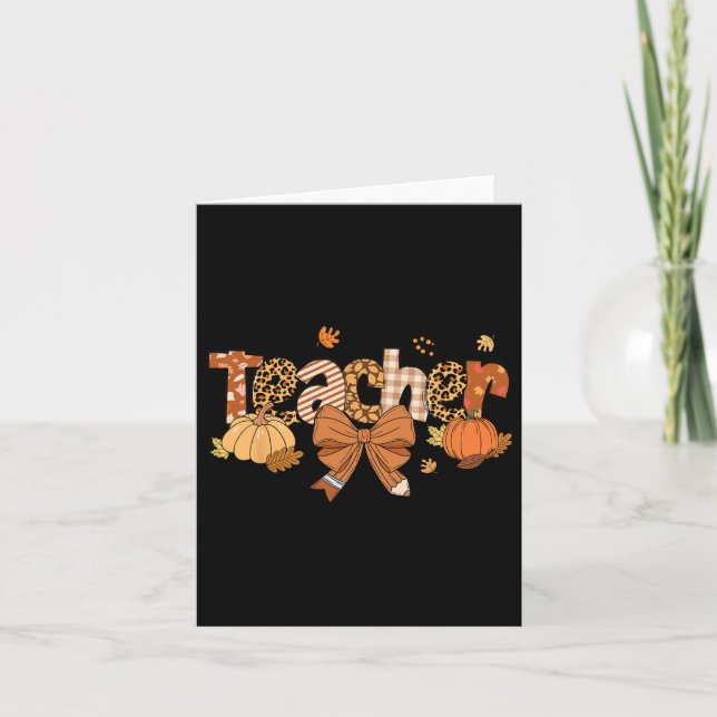 Cartão Professor Leopard Fall Pumpkin outono T (Frente)