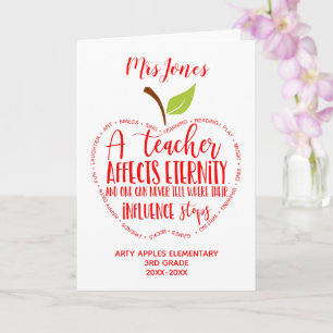 Cartão professor obrigado você aposentou a maçã de arte