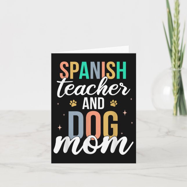 Cartão Professor Retro Espanhol & Mãe de Cachorro Diverti (Frente)