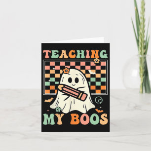 Cartão Professora Cute Ghost Groovy Professora Halloween