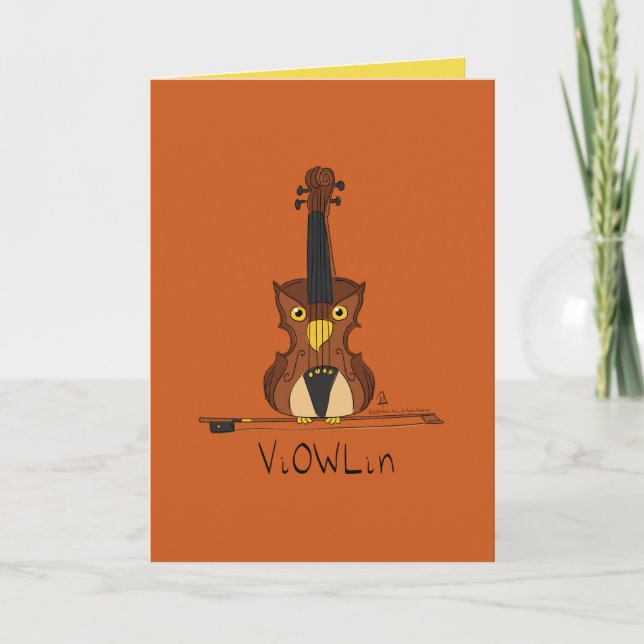Cartão Professora De Música Violin Owl Kids (Frente)