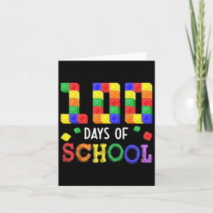 Cartão Professora do Brick Build Students de 100 Dias na