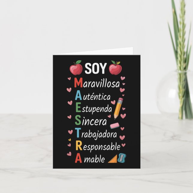 Cartão Professora Espanhola Maestra Bilíngue (Frente)