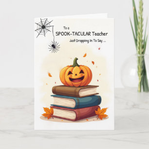 Cartão Professora Halloween Pumpkin em Livros Aranha-Gota