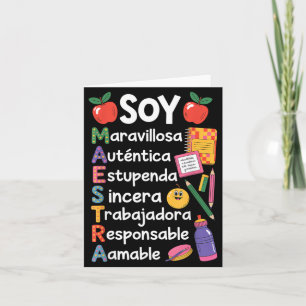 Cartão Professora Professora de Espanhol Professora Bilín