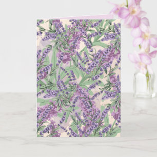 Cartão Profusão de Lavanda Pó Rosa Floral Rústica