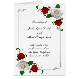 Cartão Programa de Casamento de Natal de Rosas Vermelhas