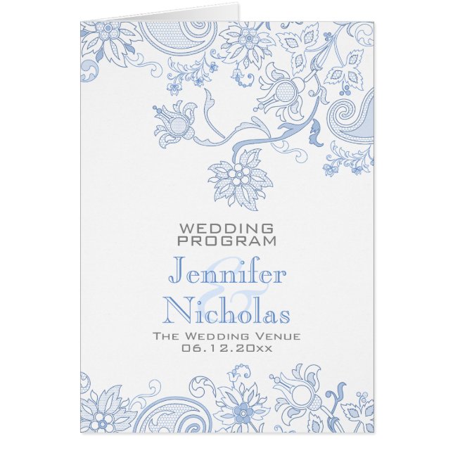 Cartão Programa de Casamento Foliar e Flores de Cores (Frente)