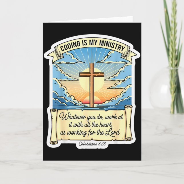 Cartão Programador Codificador Cristão Codificar É Meu Mi (Frente)