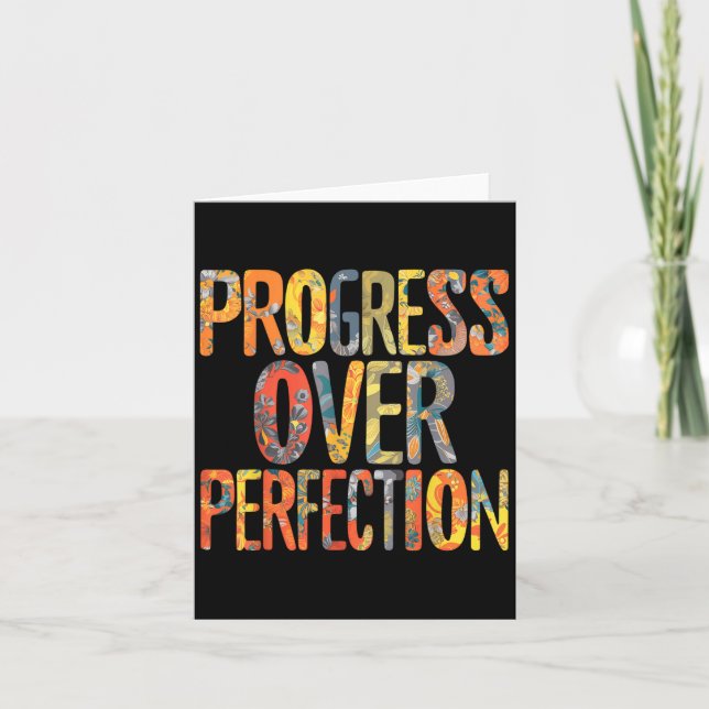 Cartão Progress Over Perfection Motivation Motivational T (Frente)