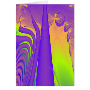 Cartão Projeto do Fractal do roxo, do verde limão e da