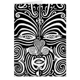 Cartão Projeto tribal maori antigo do tatuagem de Moko