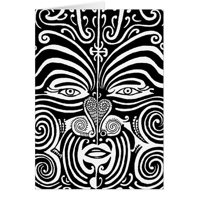 Cartão Projeto tribal maori antigo do tatuagem de Moko (Frente)