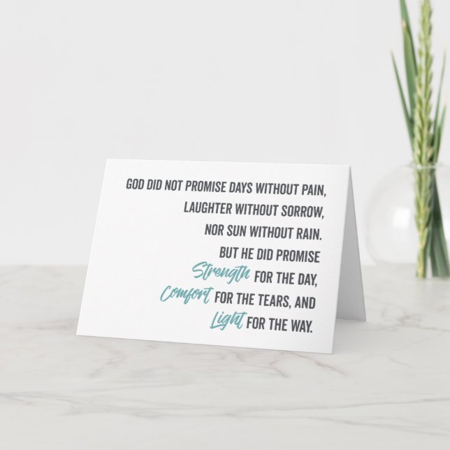 Cartão Promessa de conforto e luz fortes (Frente)