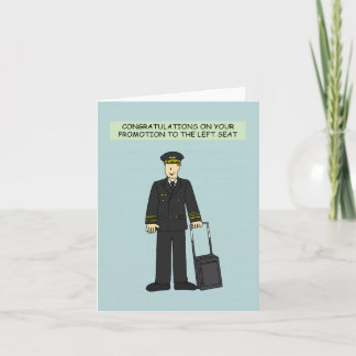 Cartão Promoção do piloto de parabéns para o assento esqu