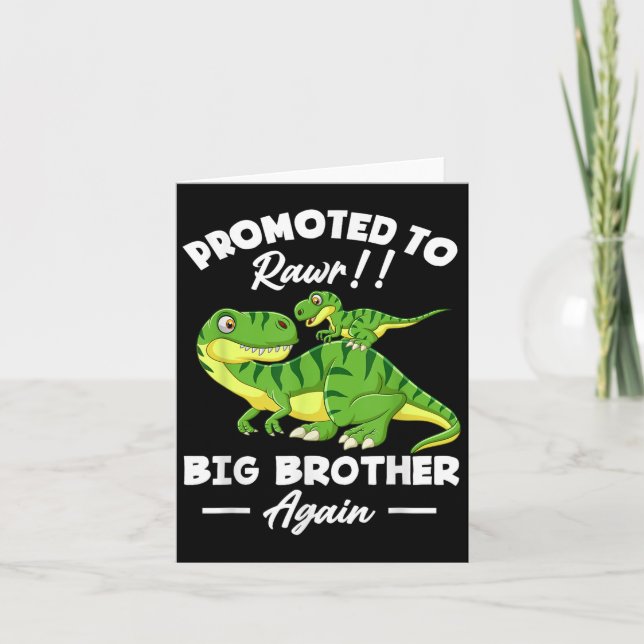 Cartão Promoted To Big Brother Again Dinosaur Lover Gift  (Frente)