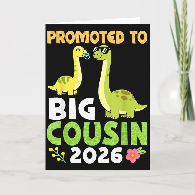 Cartão Promoted To Big Cousin 2026 Cute Dinosaur Family T (Frente)