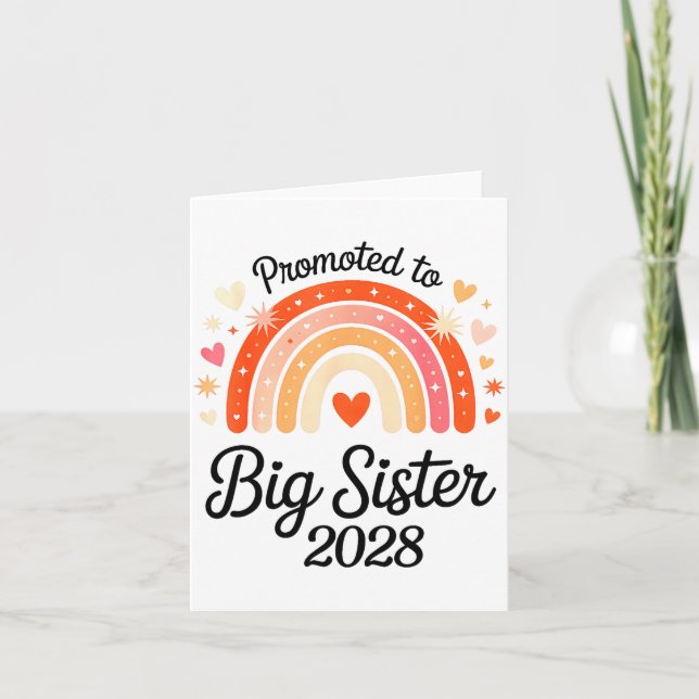 Cartão Promoted To Big Sister 2028 New Baby Pregnancy Ann (Frente)