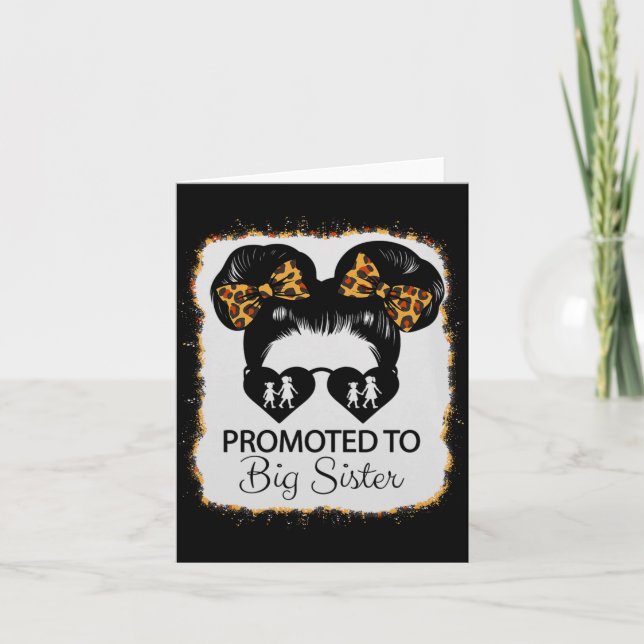 Cartão Promoted To Big Sister Leopard Girl Baby Announcem (Frente)