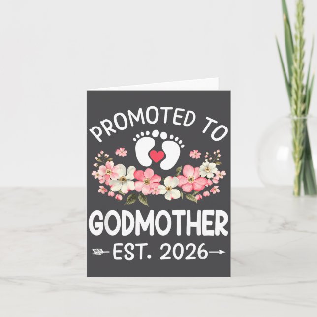Cartão Promoted To Godmother 2026 First Time Floral New G (Frente)