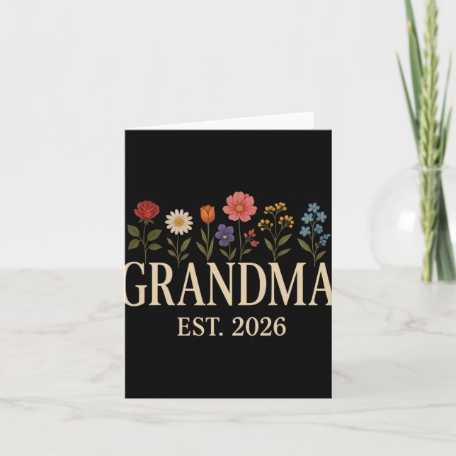 Cartão Promoted To Grandma 2026 Pregnancy Flower New Gran (Frente)