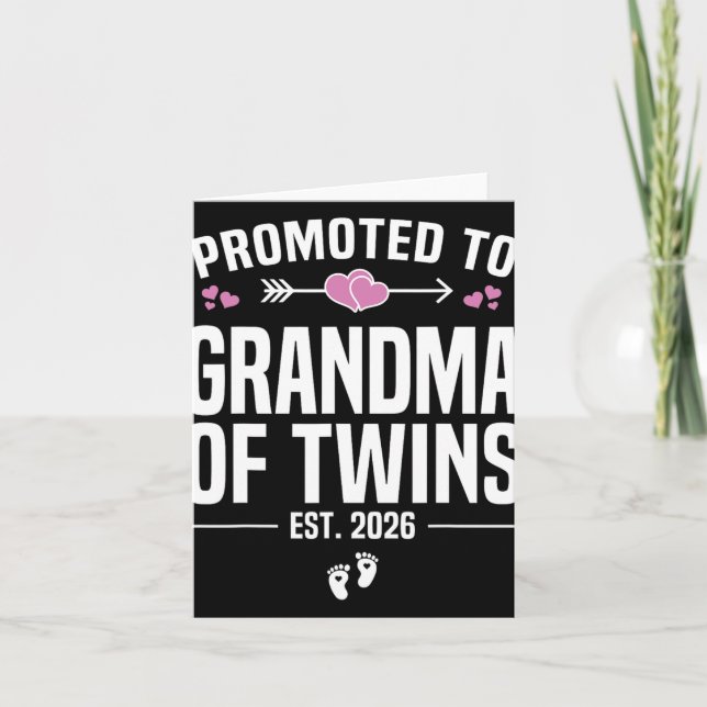 Cartão Promoted To Grandma Of Twins 2026 New Grandma Moth (Frente)