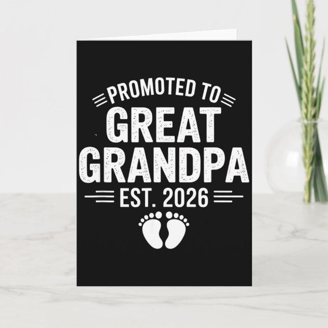 Cartão Promoted To Great Grandpa Est. 2026 Funny Soon To  (Frente)