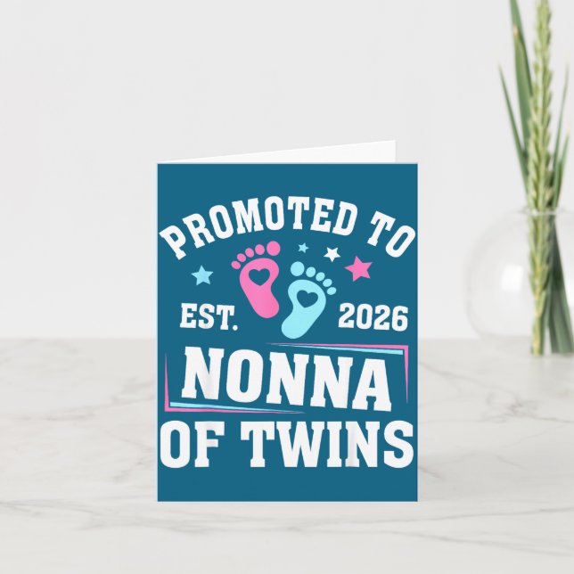 Cartão Promoted To Nonna Est 2026 Of Twins Gender Reveal  (Frente)