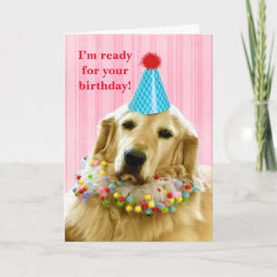 Cartão Pronto para o seu Golden Retriever de aniversário 
