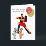 Cartão Prontos para dançar Dançarinos Personalizam o aniv<br><div class="desc">Prontos para dançar no seu aniversário com cães musicais e dançarinos tango.</div>