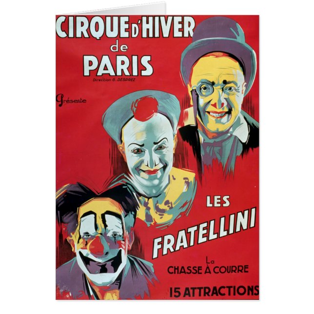 Cartão Propaganda de poster 'o d'Hiver da Paris de Cirque (Frente)