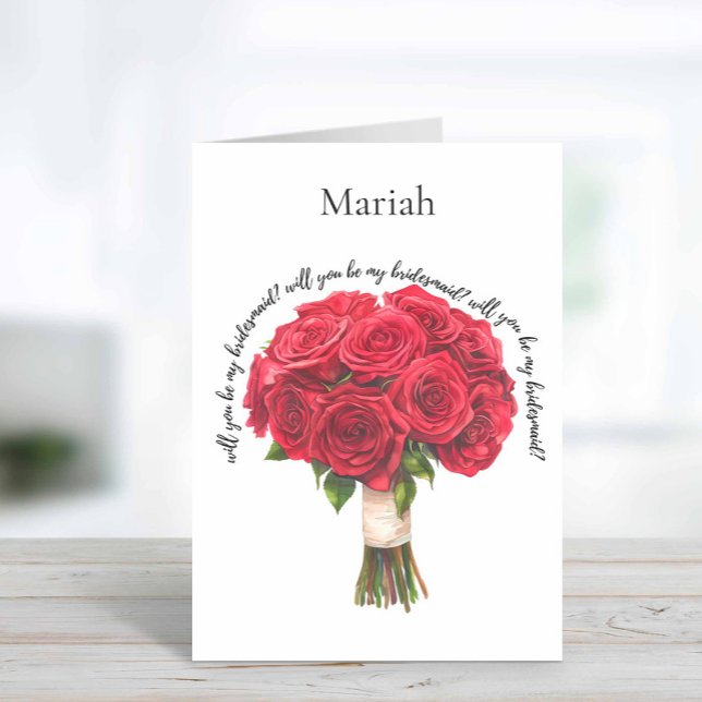 Cartão Proposta da Bridesmaid do Buquê Rosa vermelha (Bridesmaid proposal card)