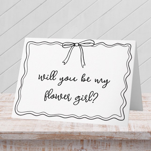Cartão Proposta de Arco de Flor Cuta Desenhada à Mão ("Ask your flower girl  in style with this chic, hand-drawn bridal party proposal card.)