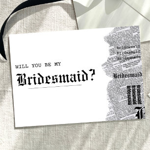 Cartão Proposta de Bridesmaid da Rep. Gótica em Preto e B