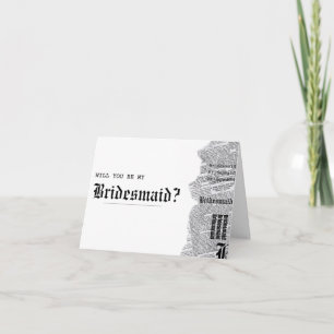 Cartão Proposta de Bridesmaid da Rep. Gótica em Preto e B