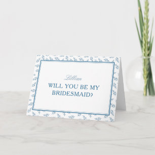 Cartão Proposta de Bridesmaid Elegante do Jardim Azul do 
