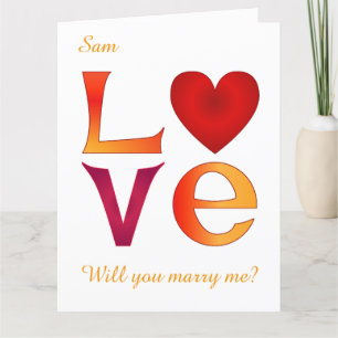 Cartão Proposta de Casamento LOVE Quadrado Personalizada