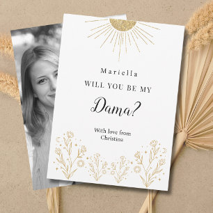 Cartão Proposta de Dama Celestial para Quinceañera com fo