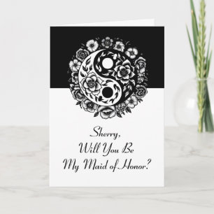 Cartão Proposta de Dama de Honra Floral Yin Yang
