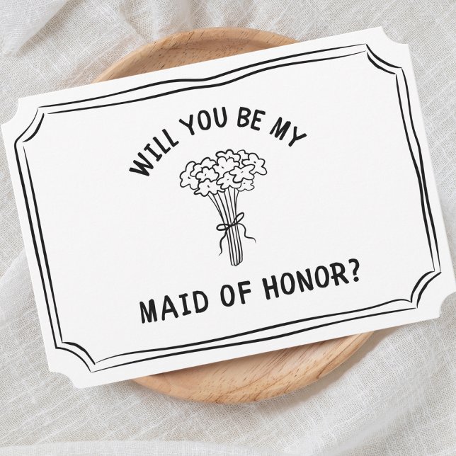 Cartão Proposta de Madrinha de casamento de Arco Floral C (Pop the question with this chic maid of honor card, featuring a hand-drawn floral design.)