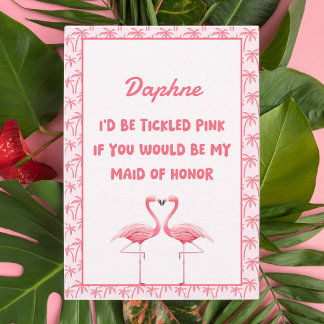 Cartão Proposta de Madrinha de casamento Flamingo Rosa Tr