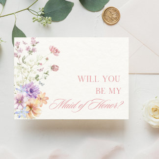 Cartão Proposta de Madrinha de casamento Floral Elegante 