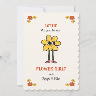Cartão Proposta de Menina de Flores Desenhada à Mão Capri