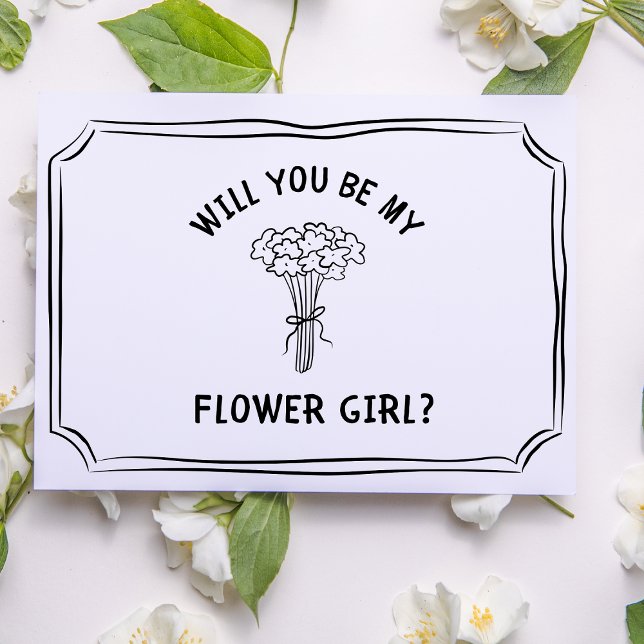 Cartão Proposta de Menina Flor do Buquê Floral Bonita (Simple yet stylish bridesmaid card with a floral illustration, perfect for any modern wedding.)