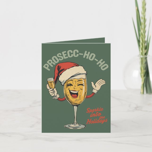 Cartão Prosecc-ho-ho – Funny Christmas Prosecco Pun  (Frente)