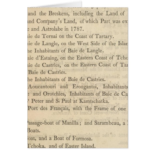 Cartão Prosseguiu a Viagem de La Perouse (Frente)