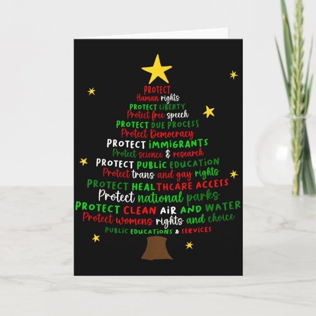 Cartão Protect Democracy Christmas Tree Feminist Social J (Frente)