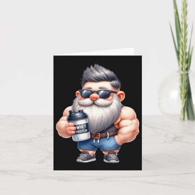 Cartão Proteína De Soro De Soro Pai Funny Bodybuilder Grá (Frente)