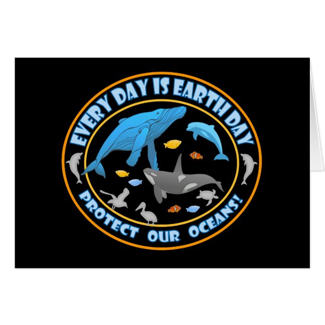 Cartão Proteja o Dia da Terra dos Nossos Oceanos (Frente Horizontal)