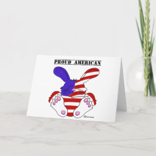 Cartão Proud American Pride Red White Blue Bunny